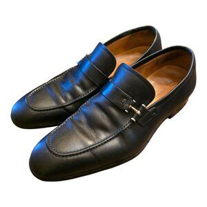 Men's MAGNANNI Black Leather Slip-on Bit Loafer sz 7